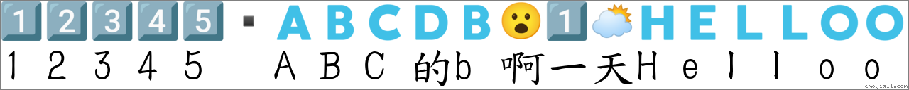 “12345 Abc的b啊一天helloo”转爲emoji表情符号 《国语字典》📘 